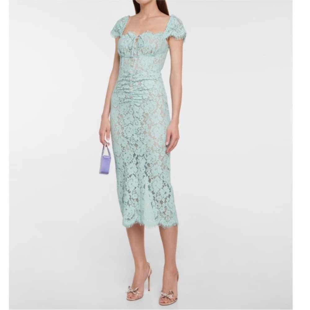 Self-portrait baby blue lace midi dress